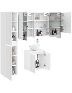 Set di Armadi da Bagno 5 pcs Bianco 53 x 15,5 x 70 cm 2