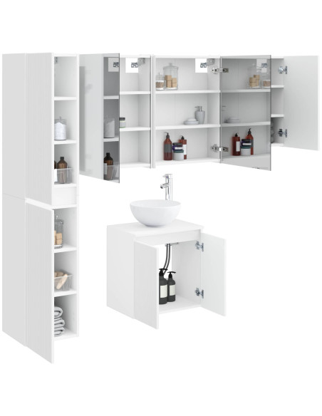 Set di Armadi da Bagno 5 pcs Bianco 53 x 15,5 x 70 cm