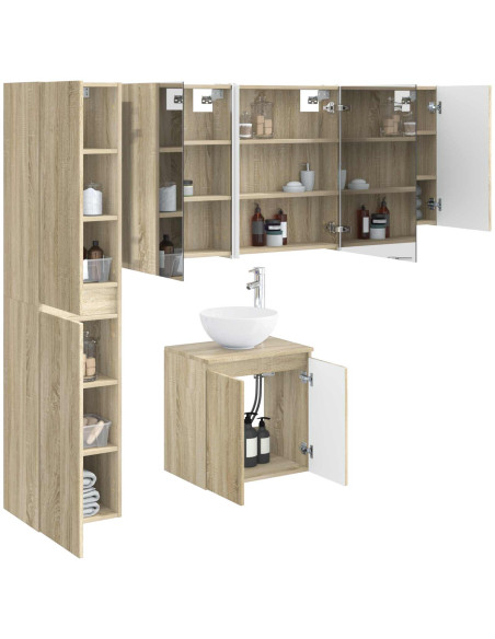 Set di Armadi da Bagno 5 pcs Rovere Sonoma 53 x 15,5 x 70 cm