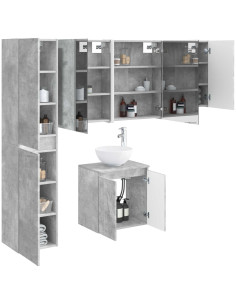 Set di Armadi da Bagno 5 pcs Grigio Cemento 53 x 15,5 x 70 cm 2