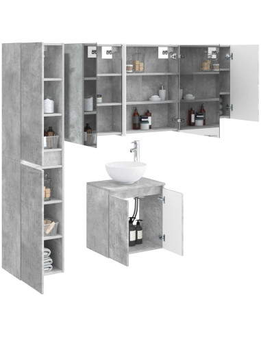Set di Armadi da Bagno 5 pcs Grigio Cemento 53 x 15,5 x 70 cm