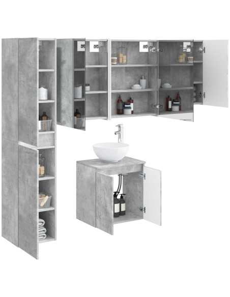 Set di Armadi da Bagno 5 pcs Grigio Cemento 53 x 15,5 x 70 cm
