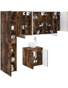 Set di Armadi da Bagno 5 pcs Rovere Fumo 53 x 15,5 x 70 cm 2