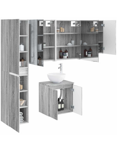 Set di Armadi da Bagno 5 pcs Sonoma grigio 53 x 15,5 x 70 cm