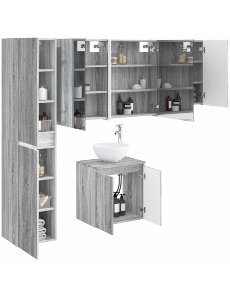 Set di Armadi da Bagno 5 pcs Sonoma grigio 53 x 15,5 x 70 cm