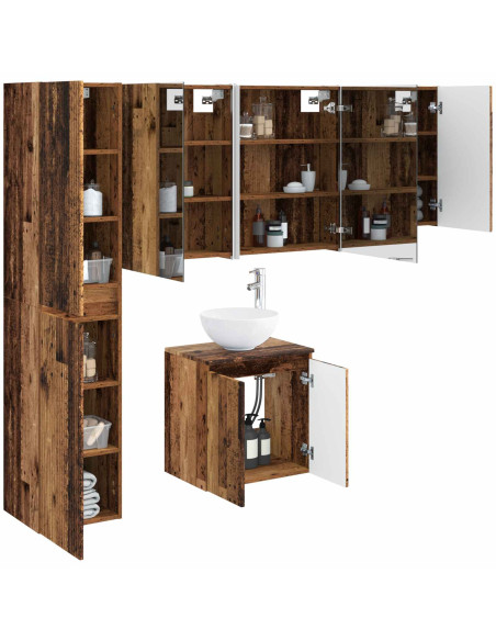 Set di Armadi da Bagno 5 pcs Legno antico 53 x 15,5 x 70 cm