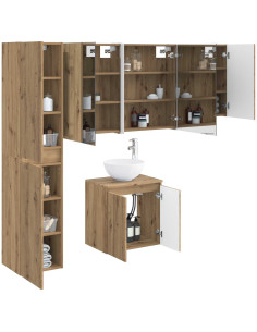 Set di Armadi da Bagno 5 pcs Rovere Artigianale 2