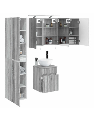 Set di Armadi da Bagno 5 pcs Sonoma grigio 40 x 10,5 x 60,5 cm