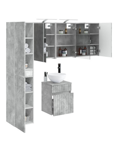 Set di Armadi da Bagno 5 pcs Grigio Cemento 43 x 16 x 62,5 cm