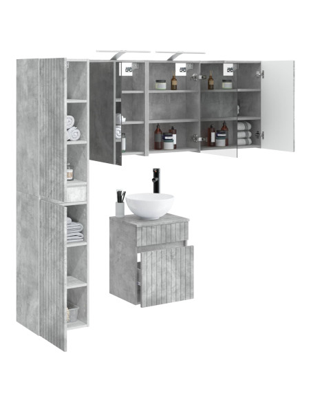 Set di Armadi da Bagno 5 pcs Grigio Cemento 43 x 16 x 62,5 cm