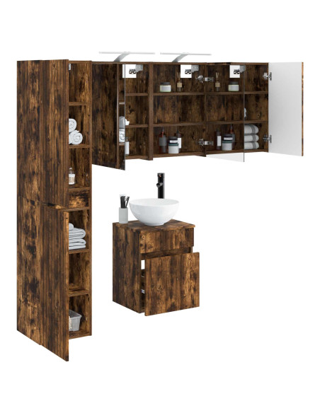 Set di Armadi da Bagno 5 pcs Rovere Fumo 43 x 16 x 62,5 cm