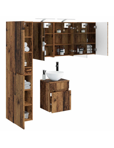 Set di Armadi da Bagno 5 pcs Legno antico 43 x 16 x 62,5 cm