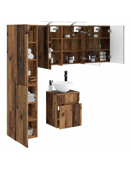 Set di Armadi da Bagno 5 pcs Legno antico 43 x 16 x 62,5 cm