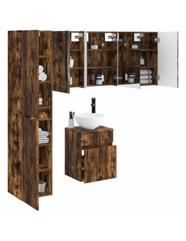 Set di Armadi da Bagno 5 pcs Rovere Fumo 43 x 11,5 x 60,5 cm