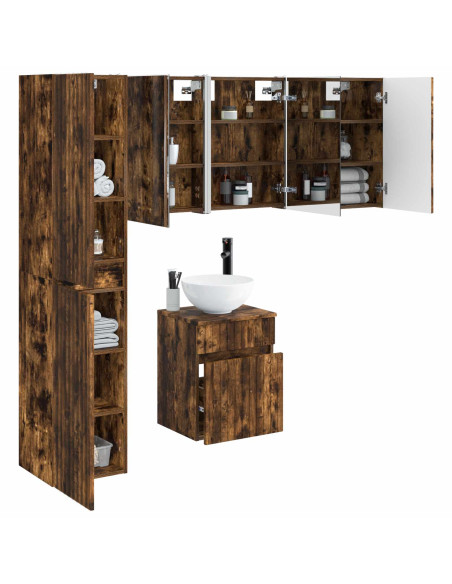 Set di Armadi da Bagno 5 pcs Rovere Fumo 43 x 11,5 x 60,5 cm