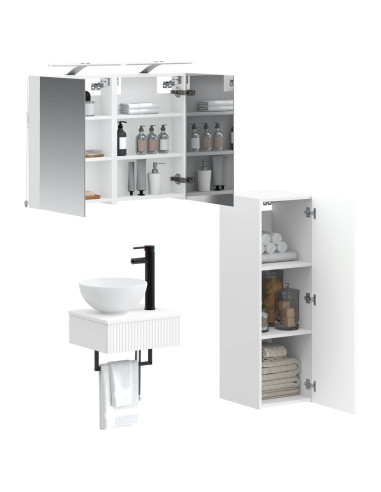 Set di Armadi da Bagno 4 pcs Bianco 40 x 10,5 x 60,5 cm