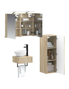 Set di Armadi da Bagno 4 pcs Rovere Sonoma 40 x 10,5 x 60,5 cm 2