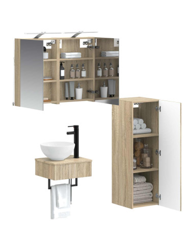 Set di Armadi da Bagno 4 pcs Rovere Sonoma 40 x 10,5 x 60,5 cm