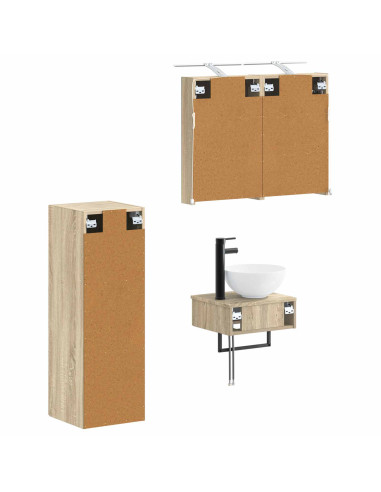 Set di Armadi da Bagno 4 pcs Rovere Sonoma 40 x 10,5 x 60,5 cm