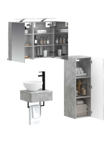 Set di Armadi da Bagno 4 pcs Grigio Cemento 40 x 10,5 x 60,5 cm