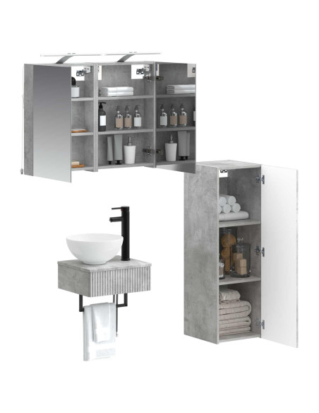 Set di Armadi da Bagno 4 pcs Grigio Cemento 40 x 10,5 x 60,5 cm