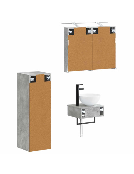 Set di Armadi da Bagno 4 pcs Grigio Cemento 40 x 10,5 x 60,5 cm