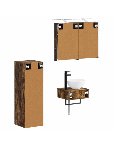 Set di Armadi da Bagno 4 pcs Rovere Fumo 40 x 10,5 x 60,5 cm