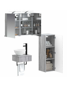 Set di Armadi da Bagno 4 pcs Sonoma grigio 40 x 10,5 x 60,5 cm 2