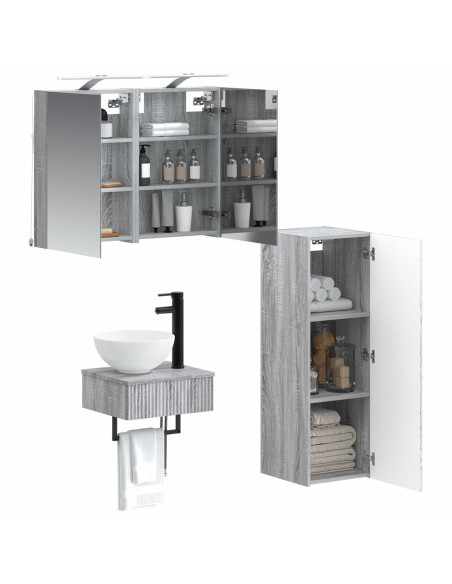 Set di Armadi da Bagno 4 pcs Sonoma grigio 40 x 10,5 x 60,5 cm