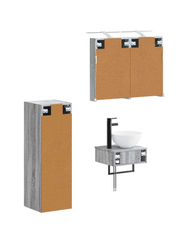 Set di Armadi da Bagno 4 pcs Sonoma grigio 40 x 10,5 x 60,5 cm