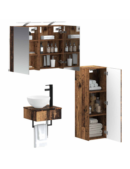 Set di Armadi da Bagno 4 pcs Legno antico 40 x 10,5 x 60,5 cm