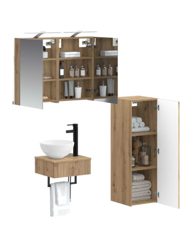Set di Armadi da Bagno 4 pcs Rovere Artigianale