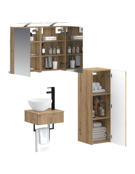 Set di Armadi da Bagno 4 pcs Rovere Artigianale