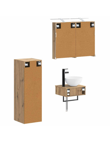 Set di Armadi da Bagno 4 pcs Rovere Artigianale