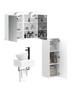 Set di Armadi da Bagno 4 pcs Bianco 43 x 16 x 62,5 cm 2