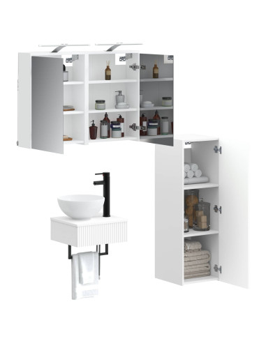 Set di Armadi da Bagno 4 pcs Bianco 43 x 16 x 62,5 cm