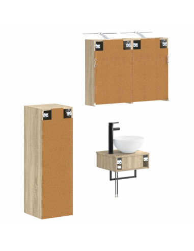Set di Armadi da Bagno 4 pcs Rovere Sonoma 43 x 16 x 62,5 cm