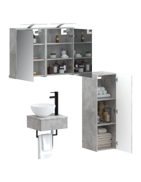 Set di Armadi da Bagno 4 pcs Grigio Cemento 43 x 16 x 62,5 cm