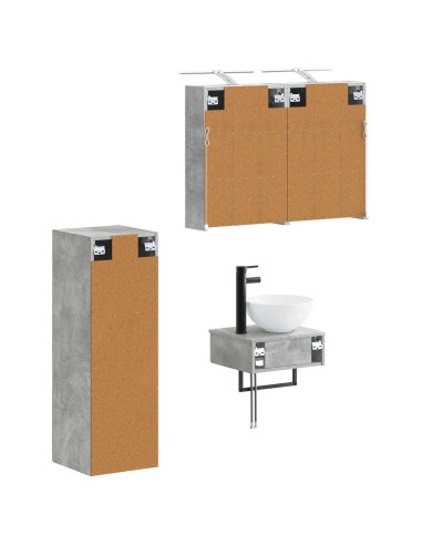 Set di Armadi da Bagno 4 pcs Grigio Cemento 43 x 16 x 62,5 cm