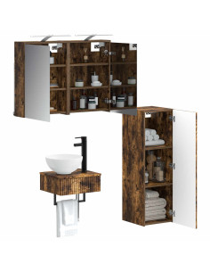 Set di Armadi da Bagno 4 pcs Rovere Fumo 43 x 16 x 62,5 cm 2