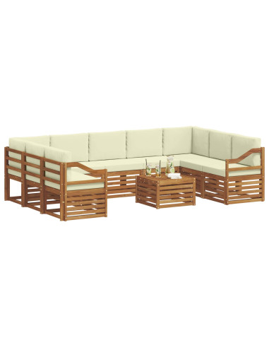 Set divani 10 pcs Naturale e Crema Legno di Acacia Massello