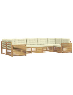 Set di divani da esterno 7 pcs Bianco e Crema 2