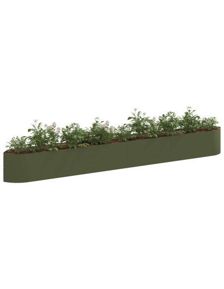 Letto rialzato da giardino Verde Oliva 380 x 40 x 40 cm Acciaio