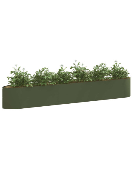 Letto rialzato da giardino Verde Oliva 300 x 40 x 40 cm Acciaio