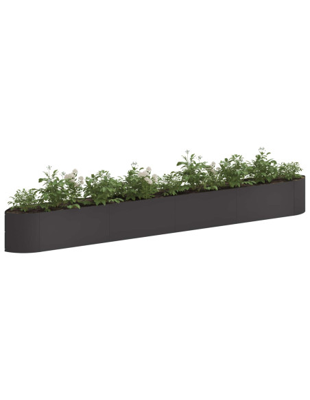 Letto rialzato da giardino Nero 380 x 40 x 40 cm Acciaio