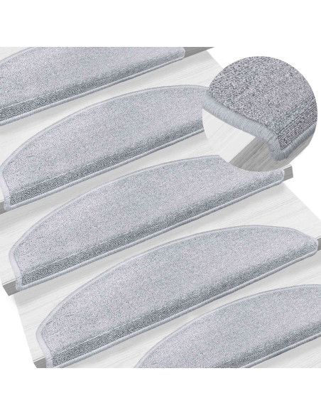 Tappetini per scale autoadesivi 15 pcs Grigio Chiaro