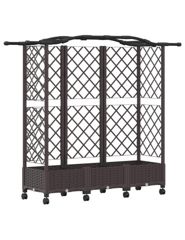 Letto Rialzato con Griglia e Tetto Marrone 163 x 40 x 129 cm PP