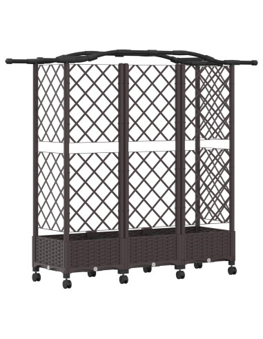 Letto Rialzato con Griglia e Tetto Marrone 163 x 40 x 129 cm PP