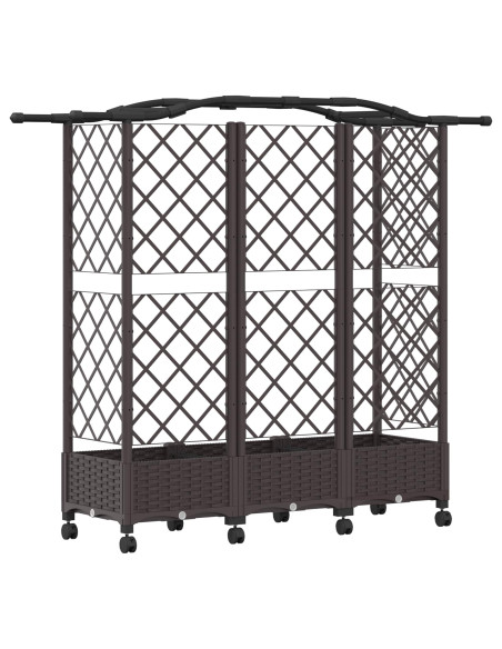 Letto Rialzato con Griglia e Tetto Marrone 163 x 40 x 129 cm PP