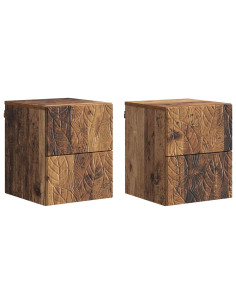 Mobiletto da notte a muro 2 pcs Legno antico 34,5 x 33 x 40 cm